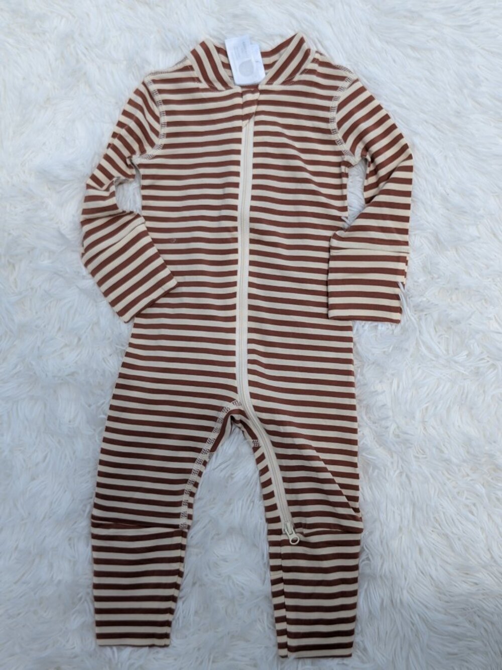 HA Bamboo Sleepers 2-Way Zipper Convertible Mittens & Footies Brown Classic - Picture 2 of 5
